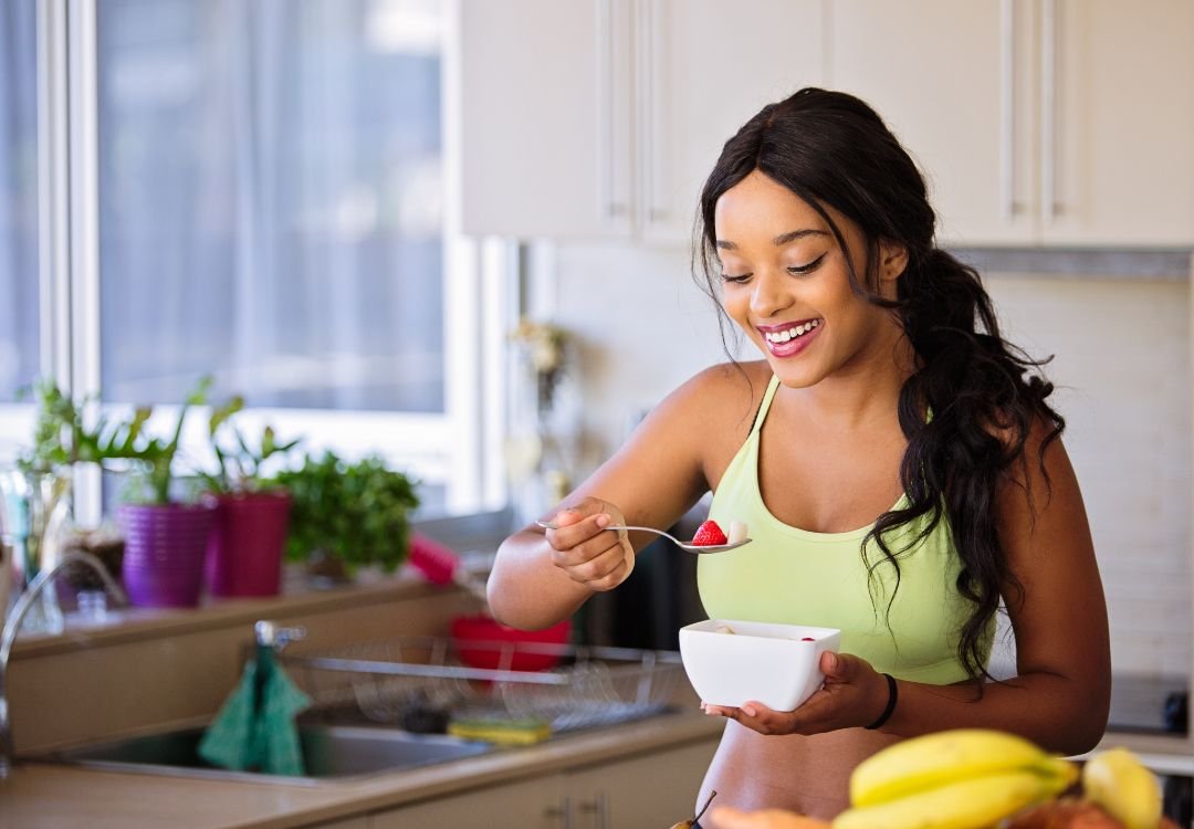 Woman preparing a protein-rich healthy meal